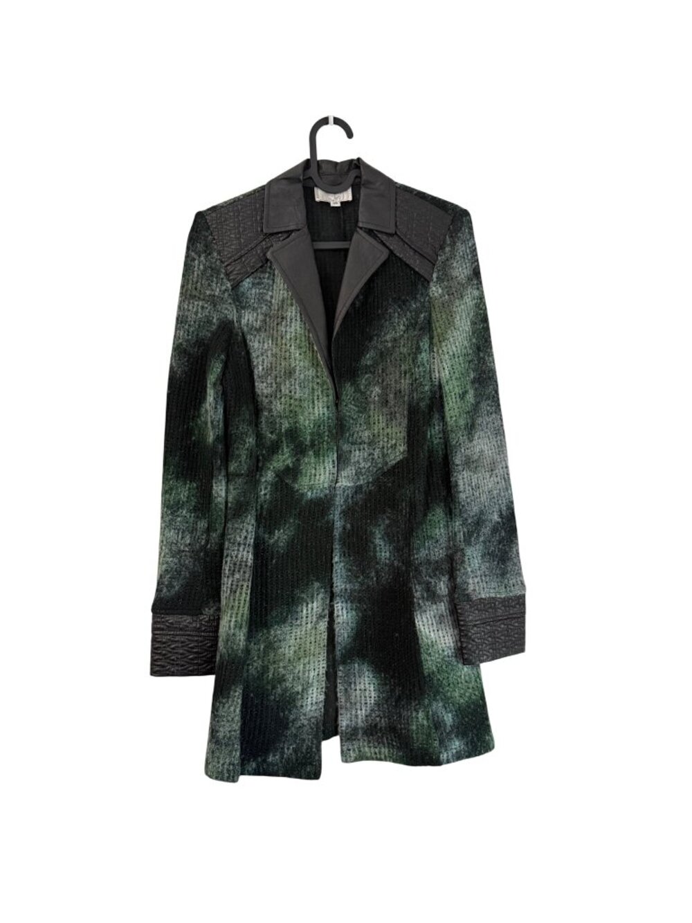 VTG Alberto Makali Green Black Womens XSmall Y2K 90s Abstract Longline Blazer